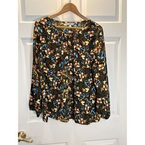 Croft Barrow XL Peasant Floral Blouse Top Shirt